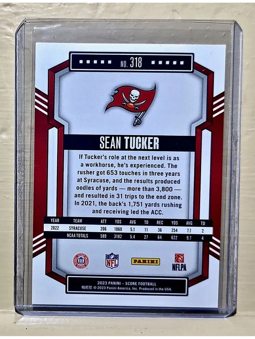 Sean Tucker 2023 Panini NFL #318 Score Football Card Tampa Bay Buccaneers